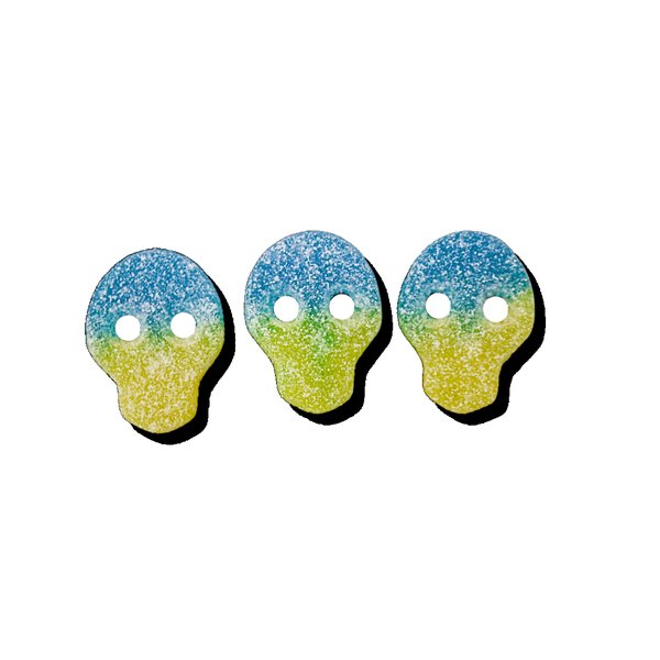Blue and yellow skulls