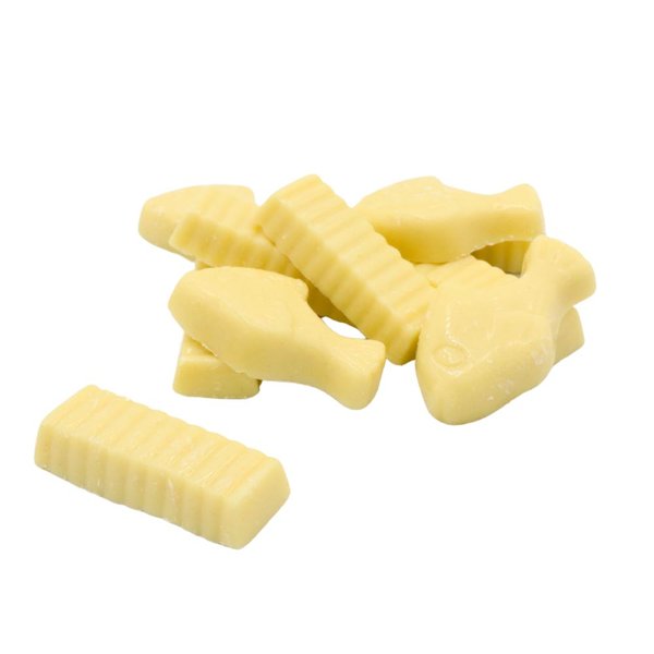 White chocolate fish and chips
